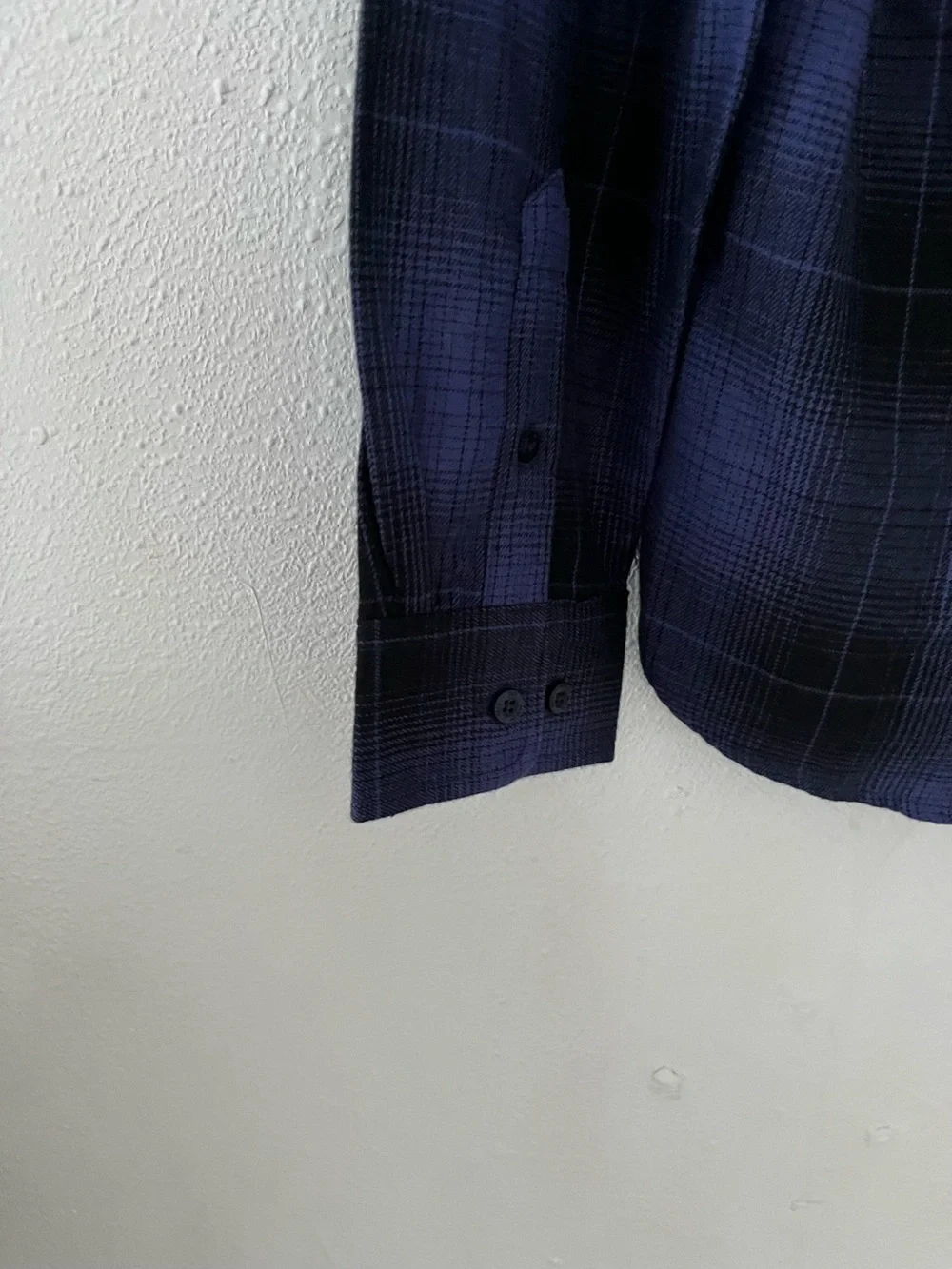 The North Face Men's Navy and Black Plaid Button-Down Shirt